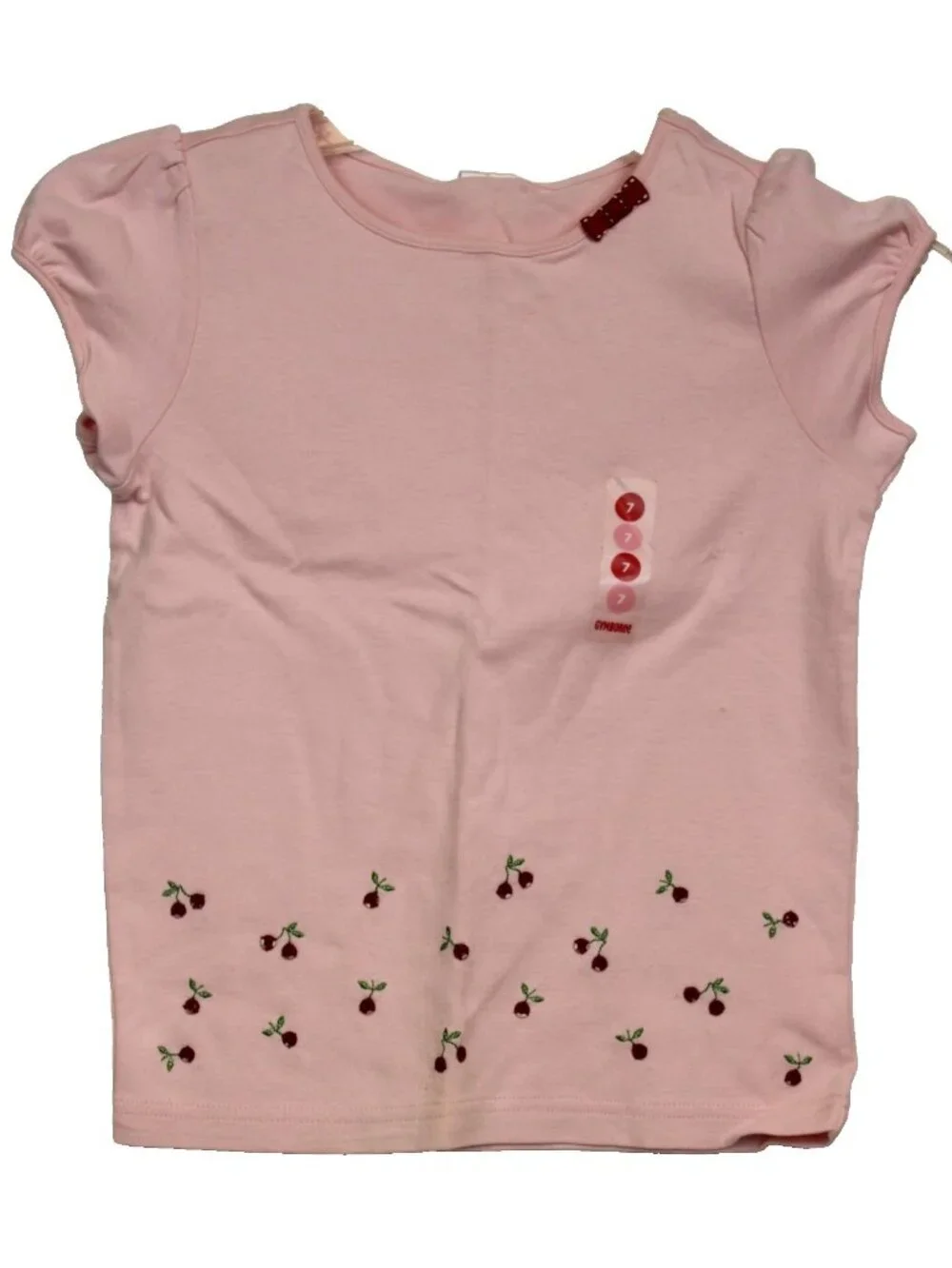 2006 Gymboree Cherry Pie Pink Sequin Shirt Bow sz 12 Puff Cap Sleeve NEW
